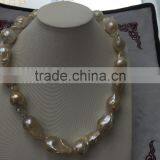 Pink 15mm Freshwater Pearl Necklace Large Baroque Pearls thumbnail-1