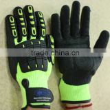 NMSAFETY EN388 4544 hi-viz yellow high impact protective gloves