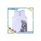 100% Cotton Pure White With Nice Printing for Boys and Girls Tank Tops thumbnail-1