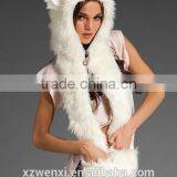Wholesale Europe and USA Winter Female Faux Rabbit Fur Animal Hat Togther With Scarf thumbnail-6