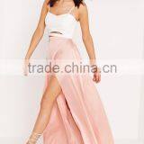 Cheap Fashion Pink Elegant Satin Magic Wrap Maxi Skirt Wholesale thumbnail-3