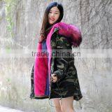 CX-G-P-11 Hot Selling Fur Coat Factory Raccoon Collar Fake Fur Parka Coat thumbnail-1