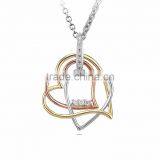 Fashionable Tri Color CZ Studded Pendant thumbnail-1