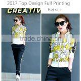 Latest Design Fashion Tops Tracksuit Full Zip Wholesale Women Printing Tracksuit Custom thumbnail-1