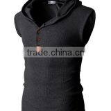 OEM New Design Cotton Plain Mens Custom Sleeveless Pullover Hoodie thumbnail-3