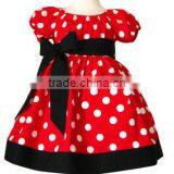 Kids Sport Clothes Minnie Red Polka Dots Dress 100% Cotton Poof Sleeves Dress Toddler Girls Cotton Full-skirt thumbnail-1