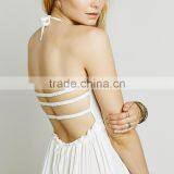 Flowing Hippie Lady Clothes Latest White Backless Beach Dress thumbnail-5