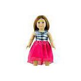 Zebra Stripe Paillette Peach Red Voile Doll Dress , 18 inch Doll Outfits