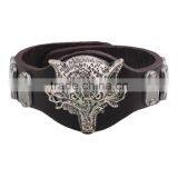 XP-LB-6110 Wholesale Custom Jewelry Wolf Leather Bracelet for Gifts Men