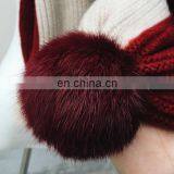 Multicolor or Pure Colour Genuine Rabbit Hair Ball Knitted Wool Scarf thumbnail-4