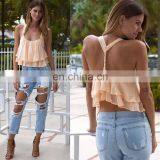 Ladies sexy chiffon backless halter tops