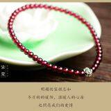 Original Handmade Female Wine Red Garnet Single Ring 3mm Fine Beads Bracelet Sterling Silver Jewelry Sweet thumbnail-2