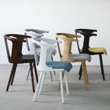 Modern luxury armrest fabric cushion wood dining chair