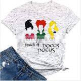 2020 Europe and America Amazon Women's Hot T-shirt Halloween Woman Head Print Round Neck Short Sleeve