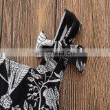 INS Girl Black Jumpsuit Baby Girl Flower Print Romper Summer Sleeveless Outwear thumbnail-6