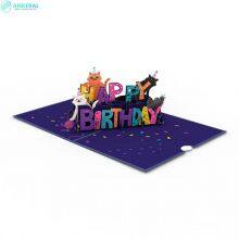Happy Birthday Cats Pop-up Cards China Factory Best Selling 3D Pop Up Cards for Children thumbnail-3