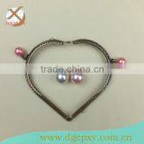 Heart Shape Metal Purse Frame for Ladies Handbag With Pink Kiss Clasp