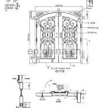 High Security House Entry Strong Metal Prehung Double Swing Design Popular Exterior Villa Modern Front Wrought Iron Door thumbnail-2