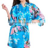 Women's Kimono Style Satin Robe Bathrobes Knee Length Bathrobe