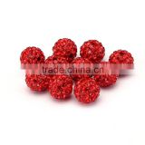 Top Quality 8mm Red Color Polymer Clay Caystal Rhiestone Ball Shape Spacer Silver Plated 10pcs Per Bag