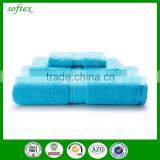 3pcs Solid Color Dobby Border 100% Cotton Bath Towel Set Blue thumbnail-4