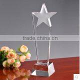 Clear Crystal Trophy Award With Star