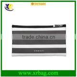 Custom Black & White Striped Makeup Bag thumbnail-1