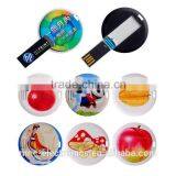 ABS Plastic Material Full Color Custom Branded Logo Printing Promotional Round Coin Shape 1GB, 2GB, 4GB, 8GB Circle Usb Stick