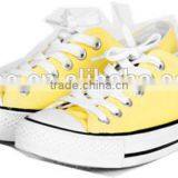 Low Top Sneakers Yellow Canvas Lace up China Wholesale for Girls thumbnail-1