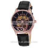 Genuine Leather Nice Peacock Dial Ladies Skeleton Watch thumbnail-3