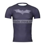 Men Bat-man Hush Logo T Shirt DC Comic Compression Fiotness Tee Tops