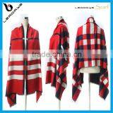 Balck and Red Color Tartan Plaid Indian Wool Shawl thumbnail-1