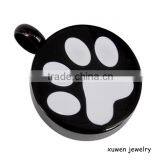 Enamel Black Plated Footprint Stainless Steel Diffuser Locket