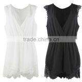 Women's Wholesale Clothing Jumpsuits Women, White Black Jumpsuits With Lace Insert thumbnail-4