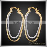 Two-tone Simple Brass Jewelry Europe Style Double Circle Earring for Women