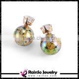 Oiled Painting 1.5cm Round Resin Balls Zircon Double Sides Earrings thumbnail-5