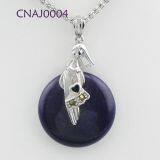 925 DIY Sterling Silver Jewelry Gemstone Pendant Necklace Round thumbnail-1