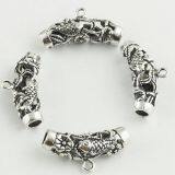 Long Curbe Tube Silver Spacer Tube Beads With Fish Pattern thumbnail-1