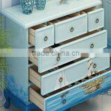 Mediterranean Style Chest of Drawers, Sailing Boat Handpainting Storage Cabinet, Solid Wood Living Room Cabinet (BF01-X1153) thumbnail-3