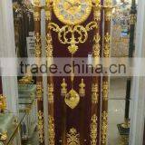 Exquisite Brass Cast 24K Gold Plated Emperador Marble Base Floor Clock thumbnail-4