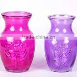 Rose Embossed Glass Flower Vase for Decoration thumbnail-1