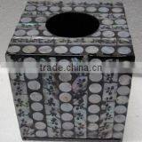 High Quality Brown White Mother of Pearl Square Tissue Box thumbnail-1