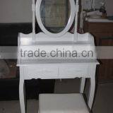 Home Furniture Dressing Table Set, Bedroom Dresser With Mirror and Bench, Wooden Make up Table Set thumbnail-2
