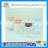 Round Clear Glass Mason Jar With Handle and Tinplate Lids in Stock thumbnail-1