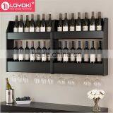 MDF Wooden Wall Mounted Wine Display With Stemware Holder Floating Wine Rack thumbnail-2