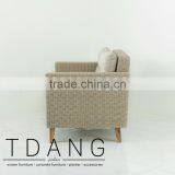 Fiji Wicker Sofa With Wooden Legs - Contemporary Rattan Furniture Garden Bench. thumbnail-2