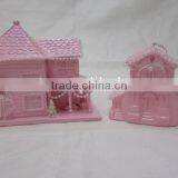Shabby Pink Glitter Christmas Village Houses thumbnail-2