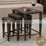Knight Home Outdoor Brown Wicker Nested Tables (Set of 3) thumbnail-1