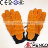 Safety Elastic Cuff 3m Reflective Fire Retardant Cow Leather Fireman Security Firefighter Hands Fingers Protected Gloves thumbnail-4