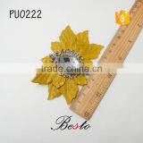 9.5 CM New Custome PU Material Artificial Crystal Pearl Centers Leather Flower for Shoes Decoration thumbnail-2